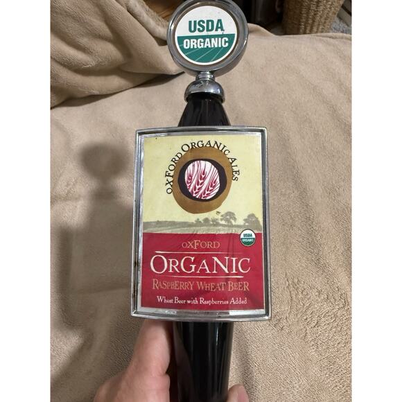 Oxford Raspberry Organic Ale 2 Logos 13” Beer Tap Handle Wood Keg Kegerator - Picture 6 of 8